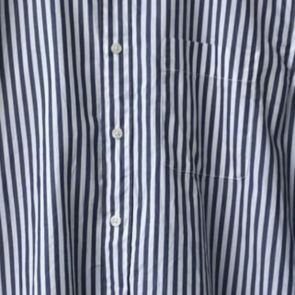 Blue and White Vertical Striped Long Sleeve Shirt - Picture 4 of 4